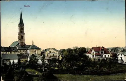 Ak Naila Oberfranken, Blick auf die Stadt mit Kirchturm