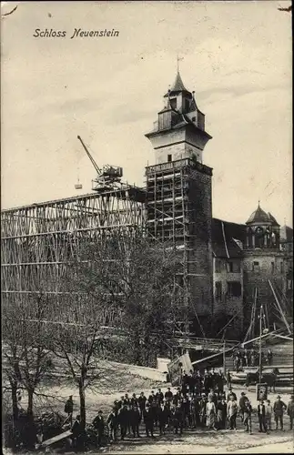 Ak Neuenstein im Hohenlohekreis Württemberg, Schloss, Baugerüst