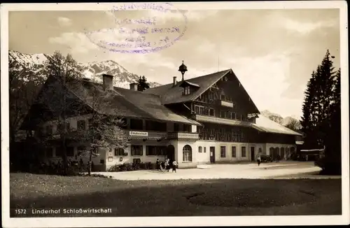 Ak Linderhof Ettal Oberbayern, Schlosswirtschaft Linderhof