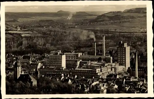 Ak Jena in Thüringen, Zeißwerke, Fernsicht Göschwitz und Leuchtenburg