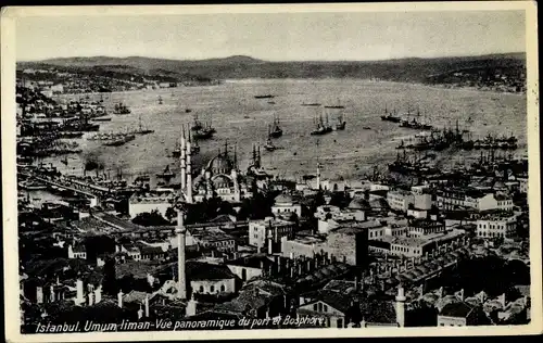 Ak Konstantinopel Istanbul Türkei, Panoramablick auf den Hafen, Bosporus