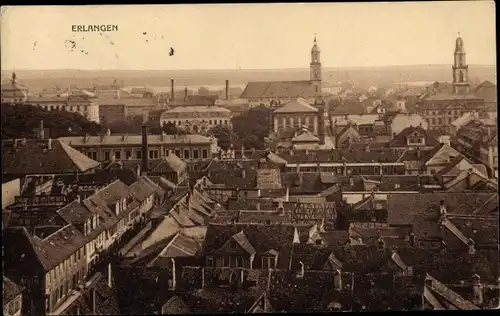 Ak Erlangen in Mittelfranken Bayern, Gesamtansicht, Kirche