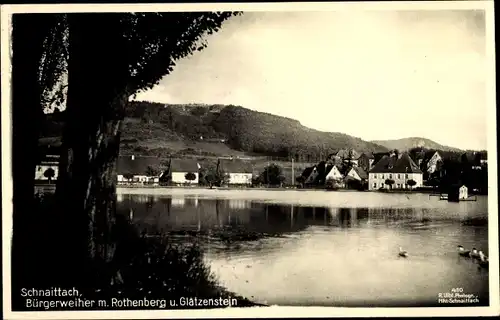 Foto Ak Schnaittach Mittelfranken, Bürgerweiher mit Rothenberg und Glatzenstein