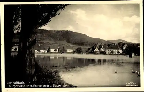 Foto Ak Schnaittach Mittelfranken, Bürgerweiher mit Rothenberg und Glatzenstein