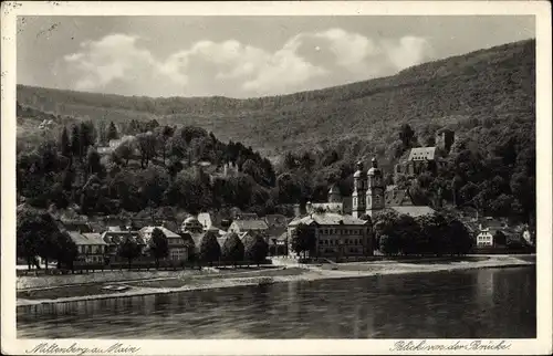 Ak Miltenberg am Main Unterfranken, von der Brücke, Ortsansicht, Kirche