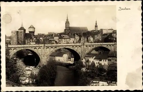 Ak Bautzen in der Oberlausitz, Kronprinzenbrücke, Alte Wasserkunst, Michaeliskirche, Petridom