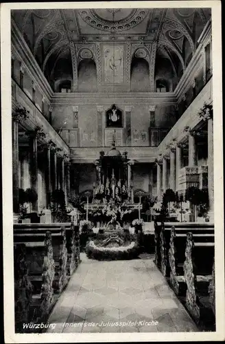 Ak Würzburg am Main Unterfranken, Juliusspital-Kirche, Innenansicht