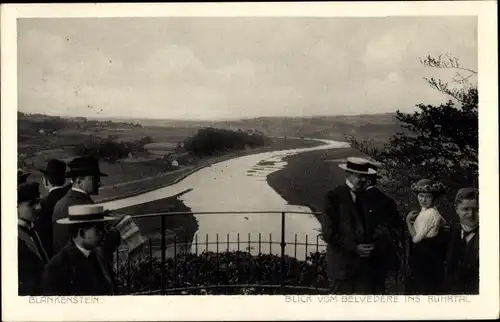 Ak Blankenstein an der Ruhr Hattingen, Blick vom Belvedere ins Ruhrtal, Aussichtspunkt, Personen