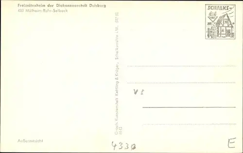 Ak Selbeck Mülheim an der Ruhr, Freizeitenheim der Diakonenanstalt Duisburg