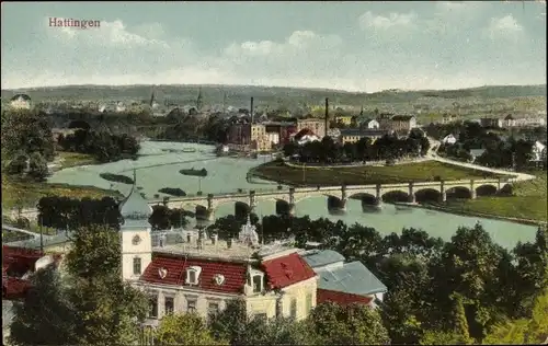 Ak Hattingen an der Ruhr, Panorama, Brücke