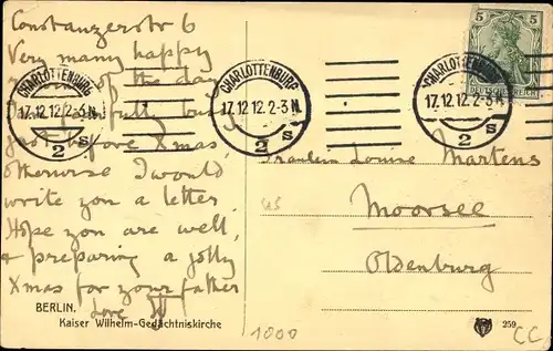 Ak Berlin Charlottenburg, Kaiser Wilhelm Gedächtniskirche