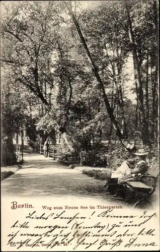 Ak Berlin Tiergarten, Weg zum Neuen See