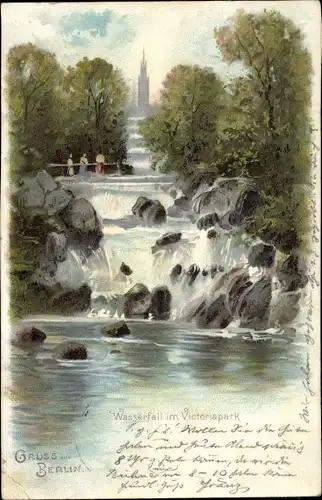 Litho Berlin Kreuzberg, Wasserfall im Viktoriapark