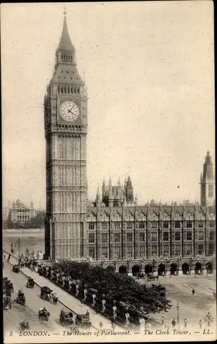 Ak City of Westminster London England, Die Houses of Parliament, der Glockenturm