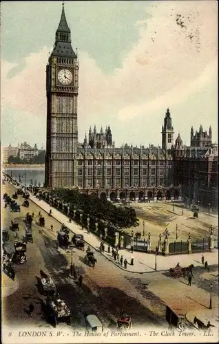 Ak City of Westminster London England, Die Houses of Parliament, der Glockenturm