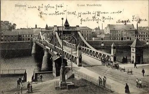 Ak Hansestadt Bremen, Grosse Weserbrücke