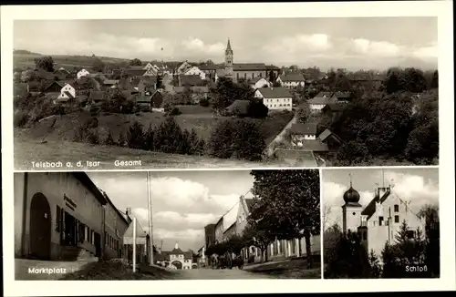 Ak Teisbach Dingolfing in Niederbayern, Gesamtansicht, Marktplatz, Schloss