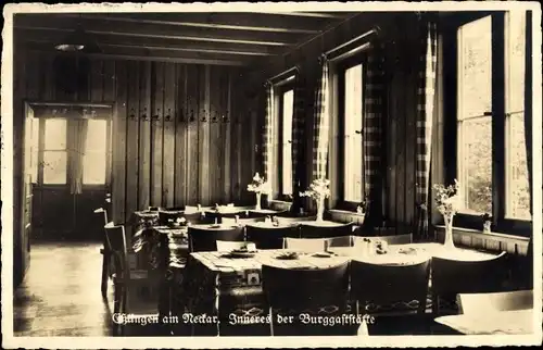 Ak Esslingen am Neckar Baden Württemberg, Innenansicht der Burggaststätte, Inh. Karl Kübler