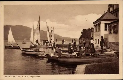 Ak Tegernsee in Oberbayern, Segelregatta am Steg