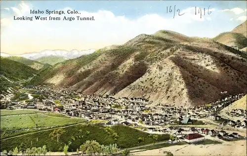 Ak Idaho Springs, Colorado, USA, Blick nach Westen vom Argo-Tunnel, Gesamtansicht