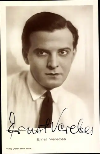 Ak Schauspieler Ernst Verebes, Portrait, Autogramm