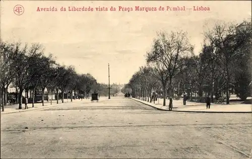 Ak Lisboa Lissabon Portugal, Blick auf die Avenida da Liberdade vom Praça Marquez de Pombal