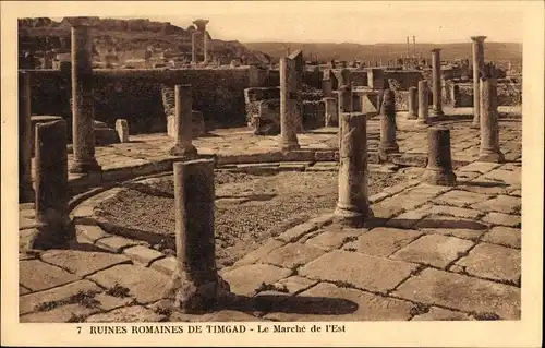 Ak Timgad Algerien, römische Ruinen, Ostmarkt