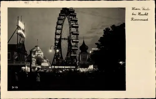 Foto Ak Wien 2 Leopoldstadt, Prater, Riesenrad, Nacht