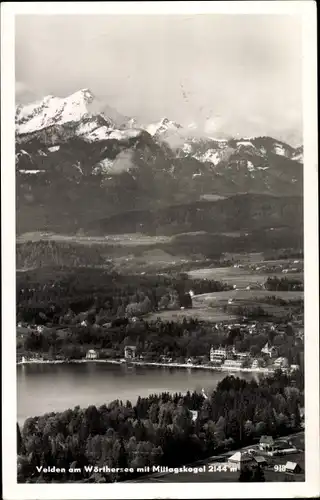 Ak Velden am Wörthersee in Kärnten, Panorama mit Mittagskogel