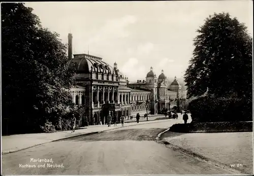 Ak Mariánské Lázně Marienbad Region Karlsbad, Kurhaus, Neubad