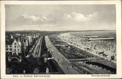 Ak Świnoujście Swinemünde Pommern, Strandpromenade, Panorama