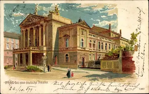 Litho Praha Prag Tschechien, Das neue deutsche Theater