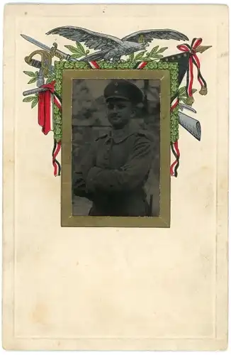 Passepartout Foto Ak Deutscher Soldat in Uniform, Portrait