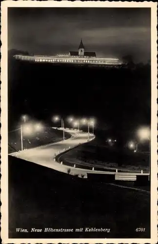 Ak Wien 19 Döbling Österreich, Kahlenberg, Neue Höhenstraße, Nachtansicht