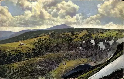 Ak Nenke & Ostermaier Serie 140 Nr 2663, Stimmungsbild, Riesengebirge, Der kleine Teich