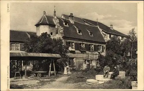 Ak Ulm an der Donau, Hofpartie im Griesbad