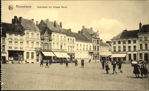 Ak Roeselare Roeselaere Rousselare Roulers Westflandern, De Noordkant der Groote Markt