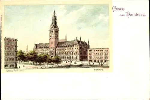 Litho Hamburg Mitte Altstadt, Neues Rathaus