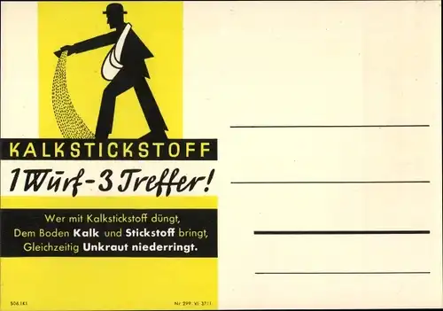 Ak Kalkstickstoff, 1 Wurf 3 Treffer, Gegen Unkraut, Landwirt