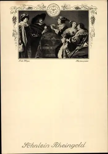 Künstler Ak de Moya, Kartenspieler, Reklame, Söhnlein Rheingold, Sekt