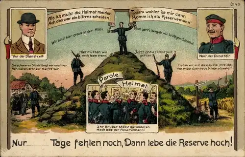 Ak Parole Heimat, Reserve, Vor und nach der Dienstzeit, Soldatenleben, Kaiserreich