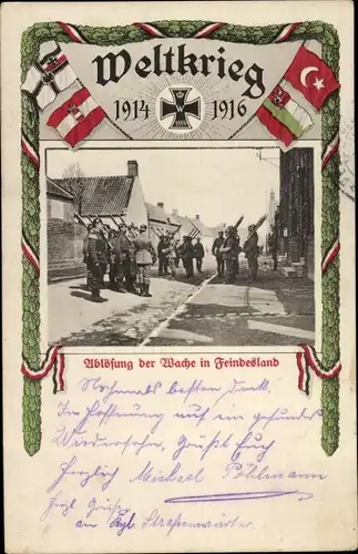 Passepartout Ak Weltkrieg 1914-1916, Ablösung der Wache im Feindesland