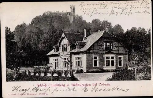 Relief Ak Beiersdorf Coburg in Oberfranken, Schloss Callenberg, Restauration