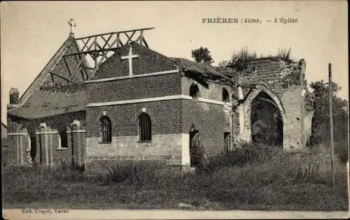 Ak Frières Faillouël Aisne, Die Kirche