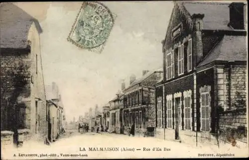 Ak La Malmaison Aisne, Rue d’En Bas