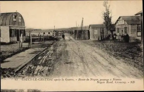 Ak Coucy le Château Aisne, Nach dem Krieg, Route de Noyon
