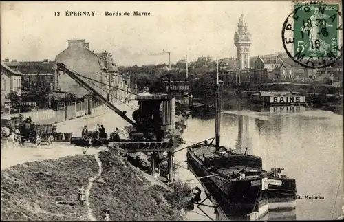 Ak Épernay Marne, Bords de Marne