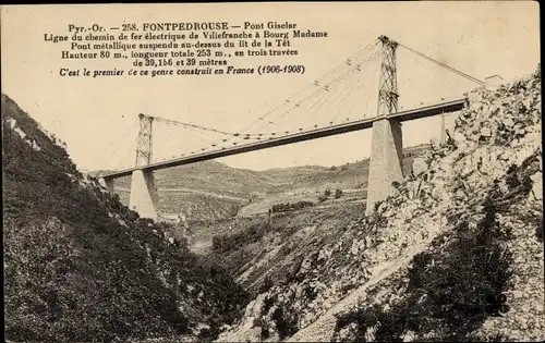 Ak Fontpédrouse Pyrénées Orientales, Pont Gisclard