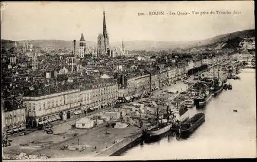Ak Rouen Seine-Maritime, The Quays, Blick von der Fähre aus