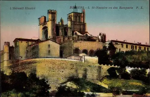 Ak Béziers Hérault, Saint-Nazaire von den Remparts aus gesehen